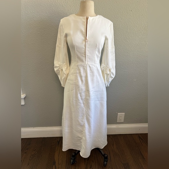 Tibi Dresses & Skirts - NWT Tibi Ivory Marta Corset Midi Dress Size 0 Linen‎ Blend